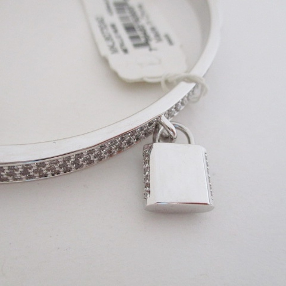MICHAEL KORS Pave Crystal Lock Charm Bangle Bracelet - Picture 7 of 7